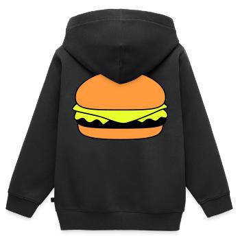 Burger 01 - Sweat Premium à capuche zippé enfant bio - noir - Dos - AI Model Kid Male (0cm)