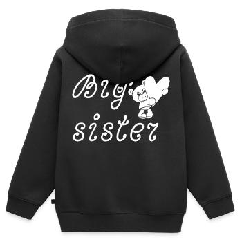 Big Sister - Sweat Premium à capuche zippé enfant bio - noir - Dos - AI Model Kid Male (0cm)