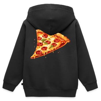 Pizza - Kinder Premium Organic Zip Hoodie - Schwarz - Hinten - AI Model Kid Male (0cm)