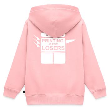Nur Verlierer kopieren | Printing is for Losers - Kinder Premium Organic Zip Hoodie - Rosa - Hinten - AI Model Kid Female (0cm)