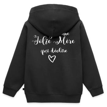 j'ai une Jolie Mère qui déchire - Sweat Premium à capuche zippé enfant bio - noir - Dos - AI Model Kid Male (0cm)