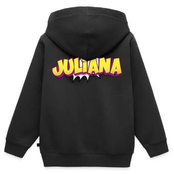 Juliana benutzerdefinierter Name Comic-Stil Pop-Art, - Kinder Premium Organic Zip Hoodie - Schwarz - Hinten - AI Model Kid Male (0cm)
