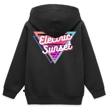 Electric Sunset - Kids Premium Organic Zip-up Hoodie - black - Back - AI Model Kid Male (0cm)
