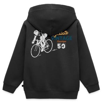 Cycliste classique - Sweat Premium à capuche zippé enfant bio - noir - Dos - AI Model Kid Male (0cm)