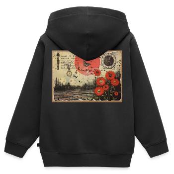 Vintage Picture - Kids Premium Organic Zip-up Hoodie - black - Back - AI Model Kid Male (0cm)