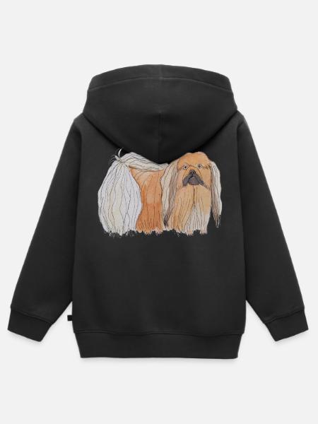 Pekinesisch - Spaß - Kinder Premium Organic Zip Hoodie - Schwarz