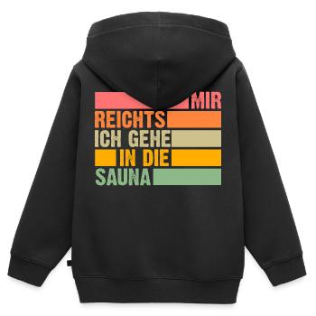 Wellness Saunagänger Saunieren Saunierer Sauna - Kinder Premium Organic Zip Hoodie - Schwarz - Hinten - AI Model Kid Male (0cm)
