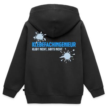 Klebefachingenieur - Prozessingenieur - Kleber - Kinder Premium Organic Zip Hoodie - Schwarz - Hinten - AI Model Kid Male (0cm)