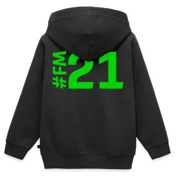 FM21-KARTON - Kinder Premium Organic Zip Hoodie - Schwarz - Hinten - AI Model Kid Male (0cm)