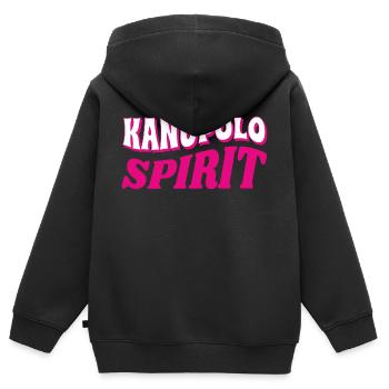 Kanupolo Spirit Slogan - Kinder Premium Organic Zip Hoodie - Schwarz - Hinten - AI Model Kid Male (0cm)