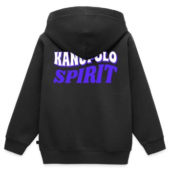 Kanupolo Spirit Slogan - Kinder Premium Organic Zip Hoodie - Schwarz - Hinten - AI Model Kid Male (0cm)