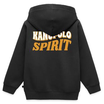 Kanupolo Spirit Slogan - Kinder Premium Organic Zip Hoodie - Schwarz - Hinten - AI Model Kid Male (0cm)