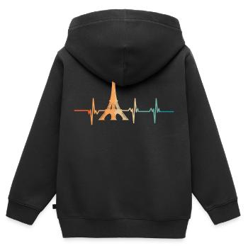 Herzschlag des Eiffelturms - Kinder Premium Organic Zip Hoodie - Schwarz - Hinten - AI Model Kid Male (0cm)