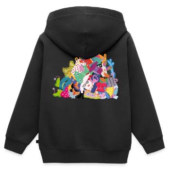 Niedliche Wäsche - Kinder Premium Organic Zip Hoodie - Schwarz - Hinten - AI Model Kid Male (0cm)