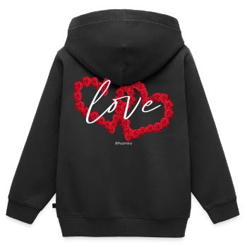 Love - Sweat Premium à capuche zippé enfant bio - noir - Dos - AI Model Kid Male (0cm)