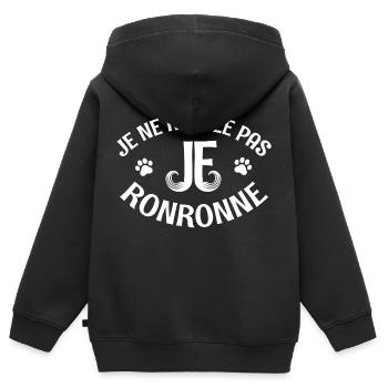 je ronfle pas je ronronne - Sweat Premium à capuche zippé enfant bio - noir - Dos - AI Model Kid Male (0cm)