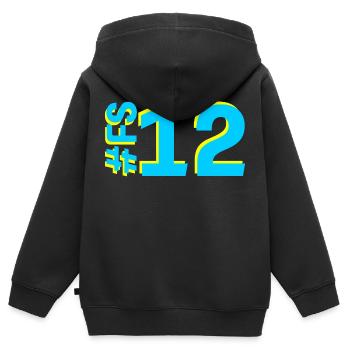 FS12-KARTON - Kinder Premium Organic Zip Hoodie - Schwarz - Hinten - AI Model Kid Male (0cm)