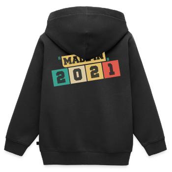 2021 anniversaire 2021 né en 2021 anniversaire - Sweat Premium à capuche zippé enfant bio - noir - Dos - AI Model Kid Male (0cm)