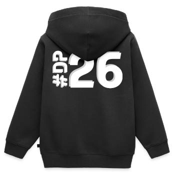 DP26-KARTON - Kinder Premium Organic Zip Hoodie - Schwarz - Hinten - AI Model Kid Male (0cm)