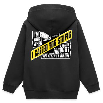 Je suis désolé de t’avoir blessé Je t’ai traité de stupide - Sweat Premium à capuche zippé enfant bio - noir - Dos - AI Model Kid Male (0cm)