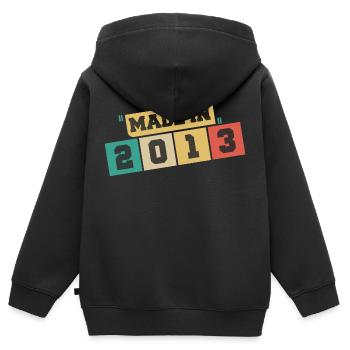 2013 anniversaire 2013 né en 2013 anniversaire - Sweat Premium à capuche zippé enfant bio - noir - Dos - AI Model Kid Male (0cm)