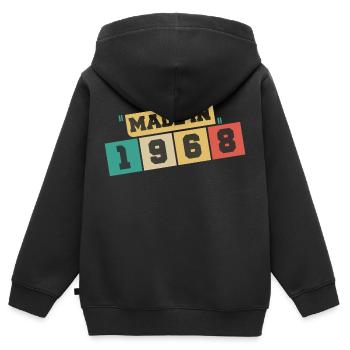 1968 anniversaire 1968 né en 1968 anniversaire - Sweat Premium à capuche zippé enfant bio - noir - Dos - AI Model Kid Male (0cm)