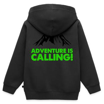Aventure en montagne - Sweat Premium à capuche zippé enfant bio - noir - Dos - AI Model Kid Male (0cm)