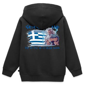 La Grèce, où Zeus et moi sommes en vacances - Sweat Premium à capuche zippé enfant bio - noir - Dos - AI Model Kid Male (0cm)