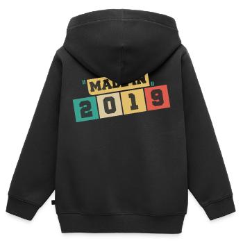 2019 Geburtstag 2019 Jahrgang 2019 Jubiläum - Kinder Premium Organic Zip Hoodie - Schwarz - Hinten - AI Model Kid Male (0cm)
