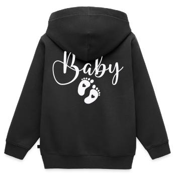 Bébé Pieds de bébé - Sweat Premium à capuche zippé enfant bio - noir - Dos - AI Model Kid Male (0cm)