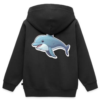 Delfin niedlich - Kinder Premium Organic Zip Hoodie - Schwarz - Hinten - AI Model Kid Male (0cm)