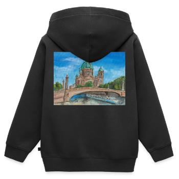 Berliner Dom - Kinder Premium Organic Zip Hoodie - Schwarz - Hinten - AI Model Kid Male (0cm)
