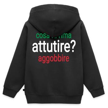Reim italienisch - Kinder Premium Organic Zip Hoodie - Schwarz - Hinten - AI Model Kid Male (0cm)
