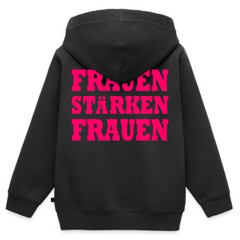 frauen stärken frauen - Kinder Premium Organic Zip Hoodie - Schwarz - Hinten - AI Model Kid Male (0cm)