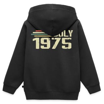 Anniversaire Juillet 1975 Année 1975 Juillet Année 1975 - Sweat Premium à capuche zippé enfant bio - noir - Dos - AI Model Kid Male (0cm)