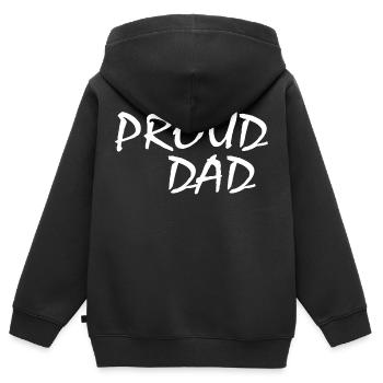 Proud dad - Sweat Premium à capuche zippé enfant bio - noir - Dos - AI Model Kid Male (0cm)