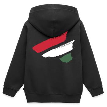 Ungarn Streifen - Kinder Premium Organic Zip Hoodie - Schwarz - Hinten - AI Model Kid Male (0cm)