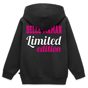 BELLE MAMAN LIMITED EDITION - Sweat Premium à capuche zippé enfant bio - noir - Dos - AI Model Kid Male (0cm)