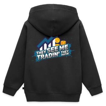 Ils me voient trader Ils détestent les traders - Sweat Premium à capuche zippé enfant bio - noir - Dos - AI Model Kid Male (0cm)