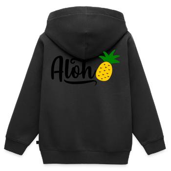 Aloha Ananas - Sweat Premium à capuche zippé enfant bio - noir - Dos - AI Model Kid Male (0cm)