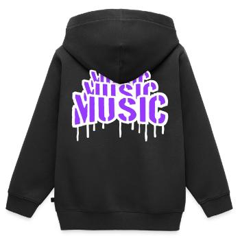 Music Graffiti Spray Stempel Musik Spruch Tropfen - Kinder Premium Organic Zip Hoodie - Schwarz - Hinten - AI Model Kid Male (0cm)