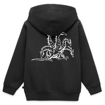 drache - Kinder Premium Organic Zip Hoodie - Schwarz - Hinten - AI Model Kid Male (0cm)
