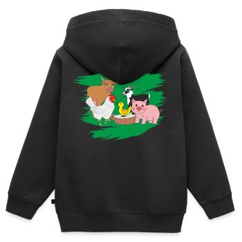 Funny farm - Kids Premium Organic Zip-up Hoodie - black - Back - AI Model Kid Male (0cm)
