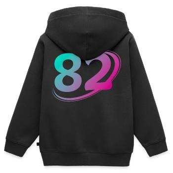 Nummer 82 mehrfarbig - Kinder Premium Organic Zip Hoodie - Schwarz - Hinten - AI Model Kid Male (0cm)