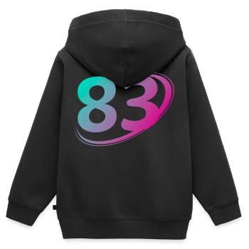 Nummer 83 mehrfarbig - Kinder Premium Organic Zip Hoodie - Schwarz - Hinten - AI Model Kid Male (0cm)