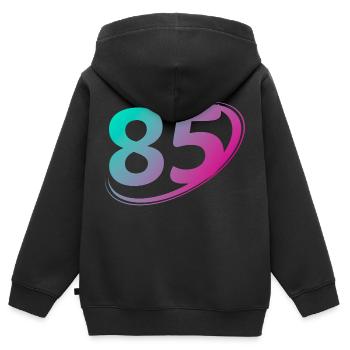 Nummer 85 mehrfarbig - Kinder Premium Organic Zip Hoodie - Schwarz - Hinten - AI Model Kid Male (0cm)