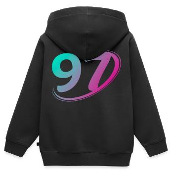 Nummer 97 mehrfarbig - Kinder Premium Organic Zip Hoodie - Schwarz - Hinten - AI Model Kid Male (0cm)