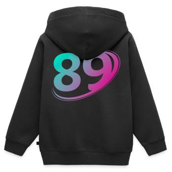 Nummer 89 mehrfarbig - Kinder Premium Organic Zip Hoodie - Schwarz - Hinten - AI Model Kid Male (0cm)