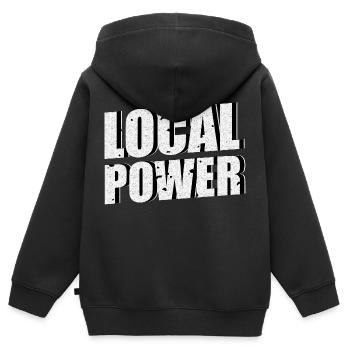 Puissance locale - Sweat Premium à capuche zippé enfant bio - noir - Dos - AI Model Kid Male (0cm)