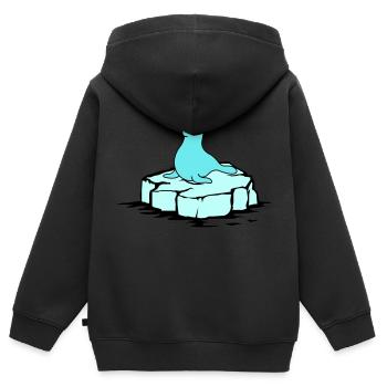 Seehund - Kinder Premium Organic Zip Hoodie - Schwarz - Hinten - AI Model Kid Male (0cm)